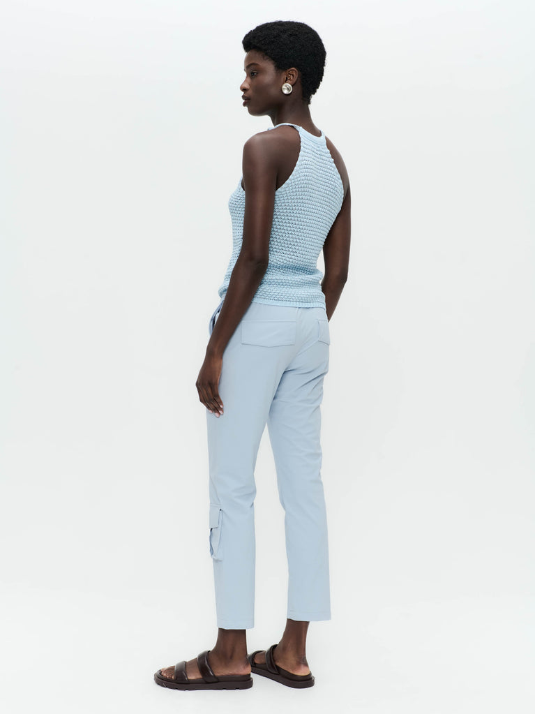 Open shoulders cotton viscose top 9042 | Light Blue