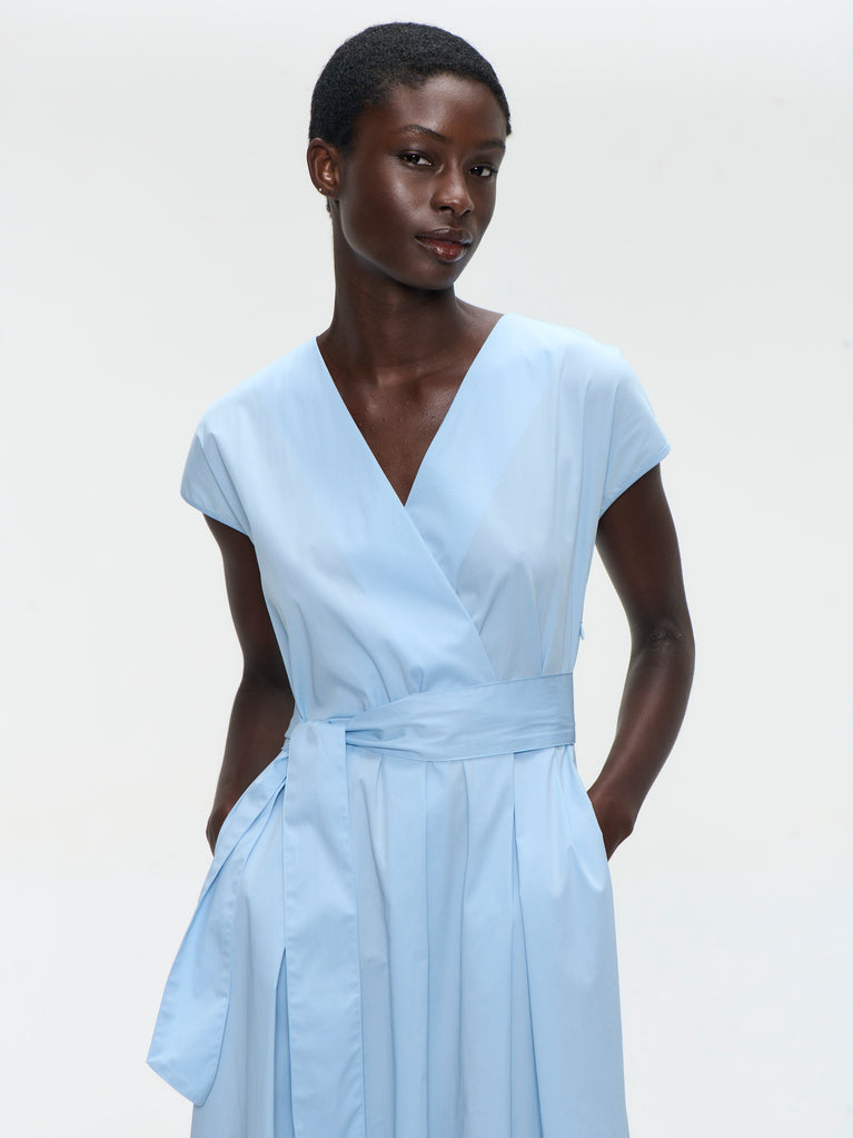 Poplin long dress 2945 | Light Blue