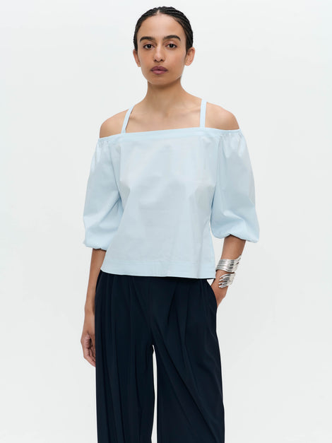 Samira cotton mix top | Light Blue