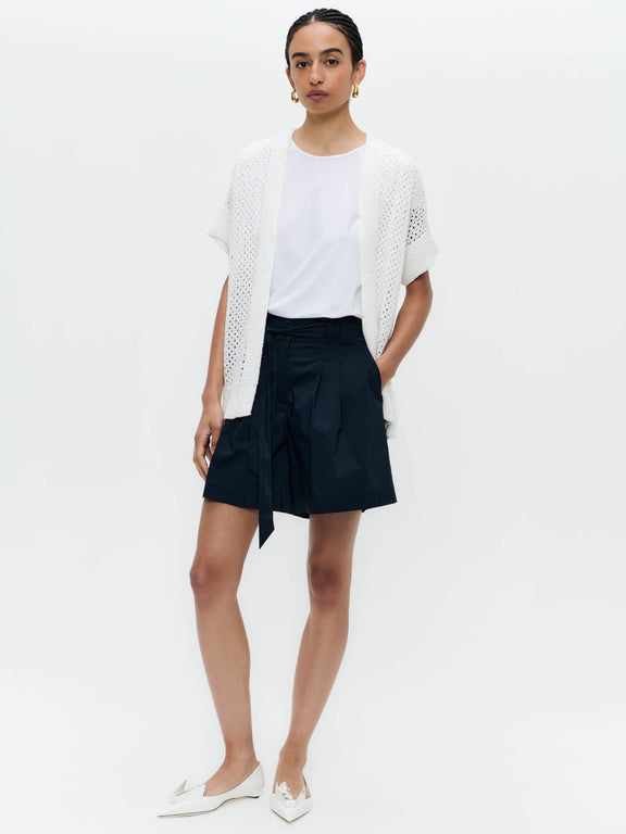 Openwork knit with sequins cardigan 9081 | White