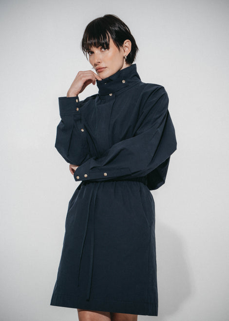 Alba poplin midi dress | Dark Blue