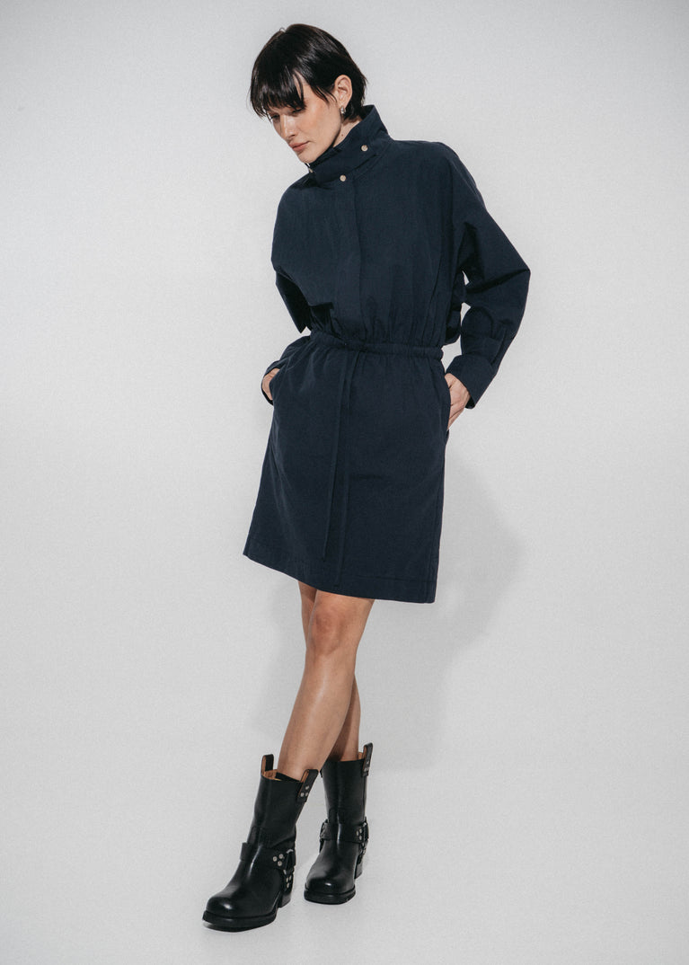 Alba poplin midi dress | Dark Blue