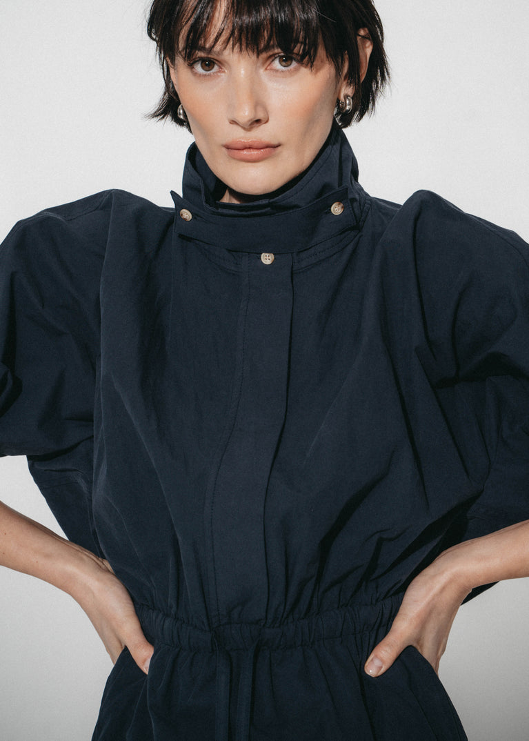 Alba poplin midi dress | Dark Blue