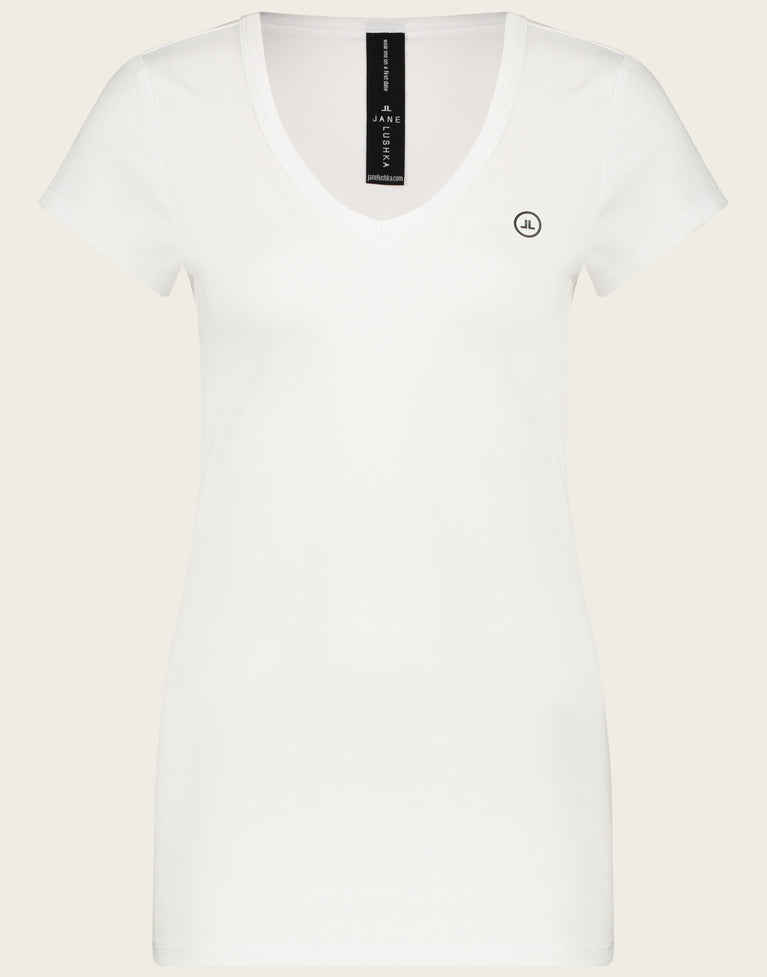 T-shirt con scollo a V, facile da indossare, cotone biologico | Bianco