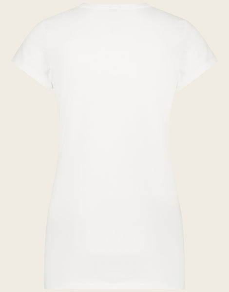 T-shirt con scollo a V, facile da indossare, cotone biologico | Bianco