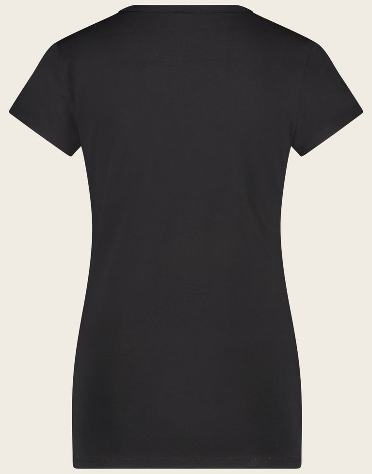 T-shirt con scollo a V, facile da indossare, cotone biologico | Nero