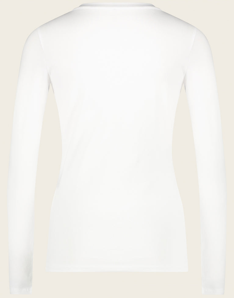 T-shirt con collo a R, facile da indossare, cotone organico | Bianco