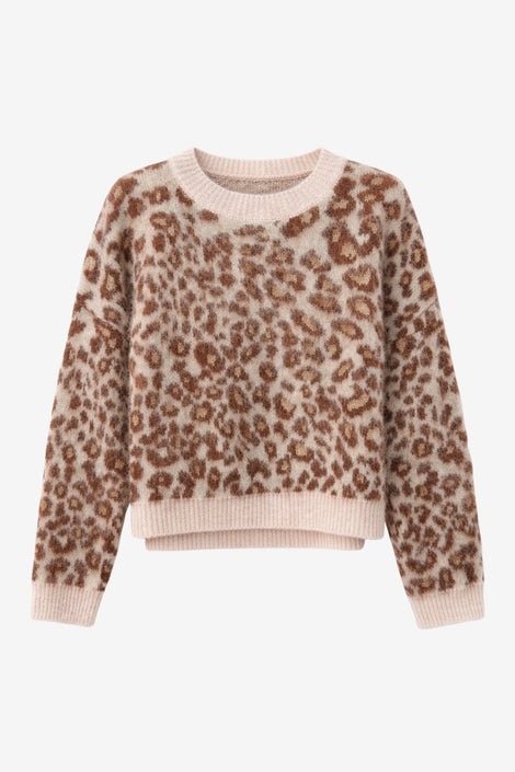 Jacquard animal pullover 22128 | Brown
