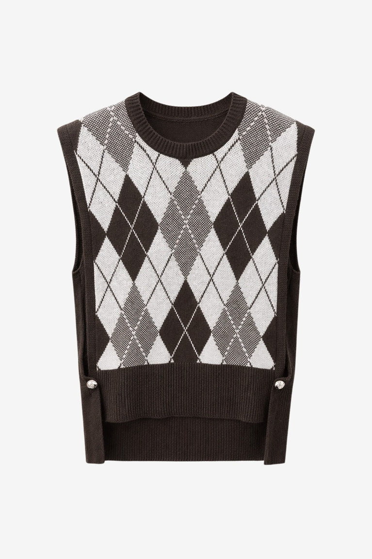 Vest with rhomboids 3007 | Brown