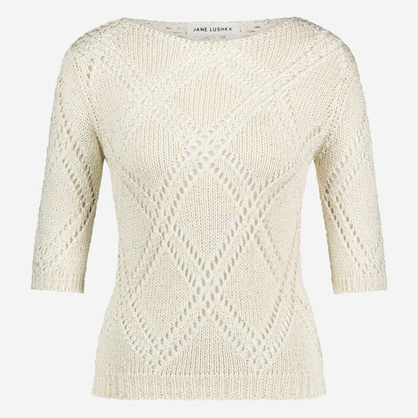 Openwork top with sequins 9040 | Off White