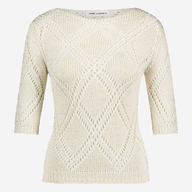 Openwork top with sequins 9040 | Off White