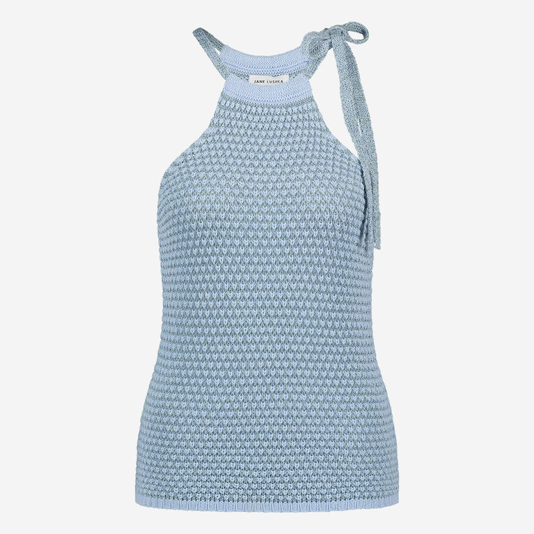 Open shoulders cotton viscose top 9042 | Light Blue