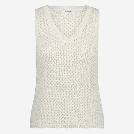 Openwork knit with sequins top 9084 | White