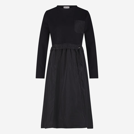 Ester mix cotton taffeta dress | Black