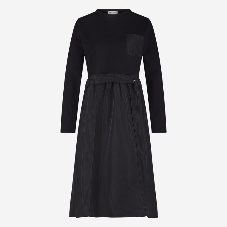 Ester mix cotton taffeta dress | Black