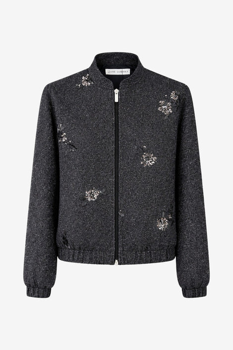 Bernino viscose bomber jacket | Black Melange