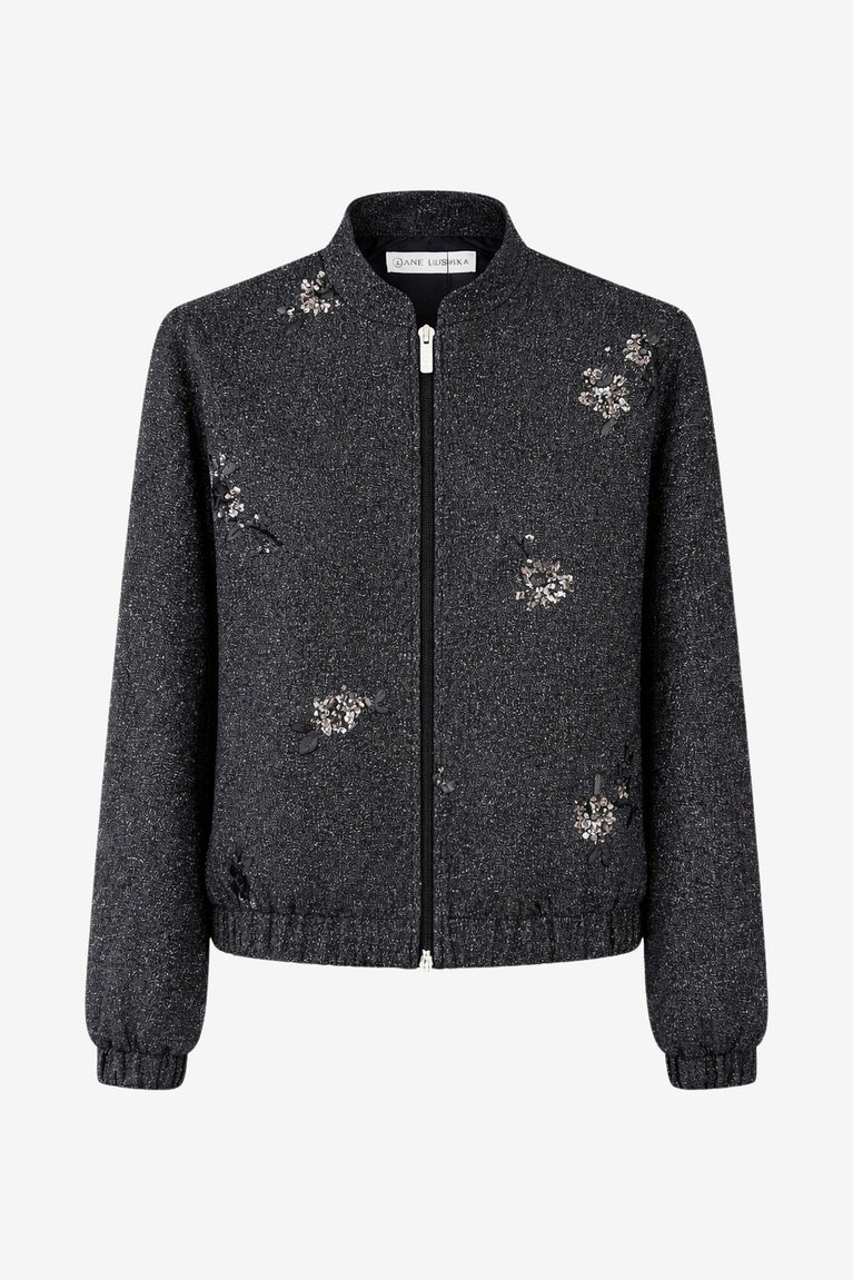 Bernino viscose bomber jacket | Black Melange
