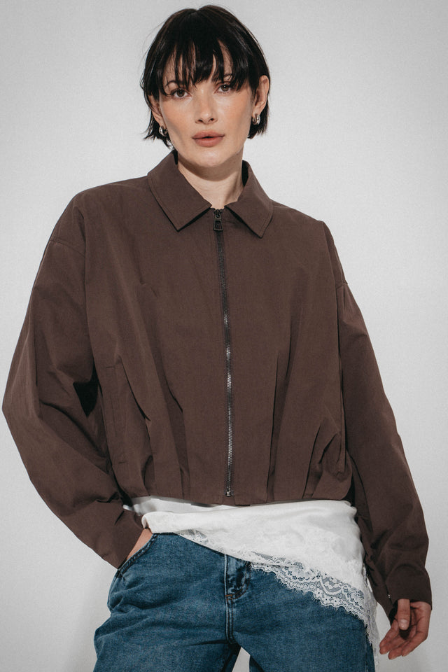 Blaze pleated bomber jacket Blaze pleated bomber jacket | Dark Brown
