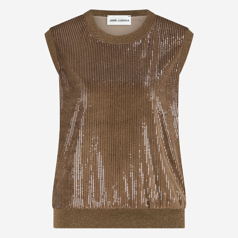 Pallino sequins top | Gold