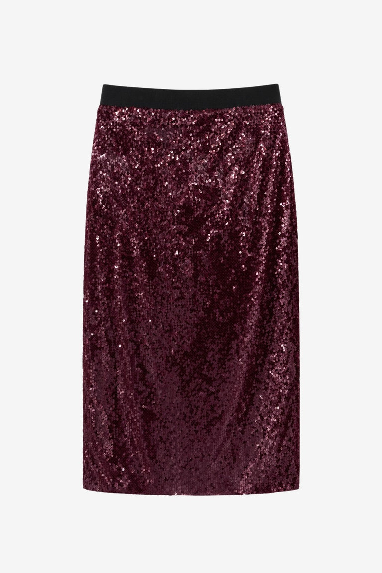 Dalia sequins uni skirt | Bordo