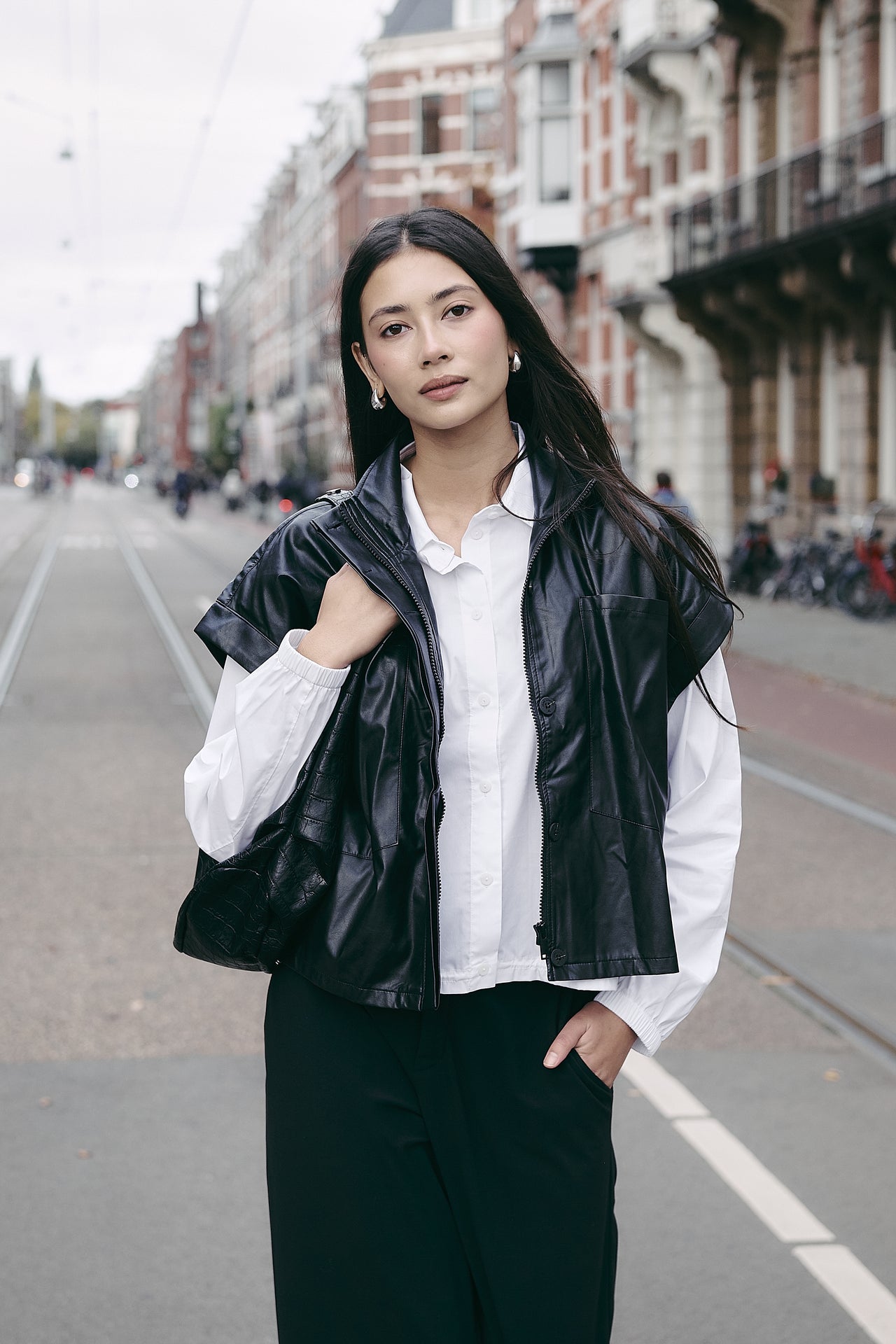 Paola eco leather blouse Paola eco leather blouse | Black