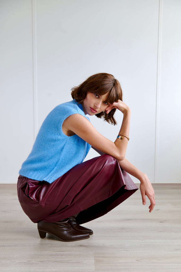 Nitty eco leather skirt | Bordo