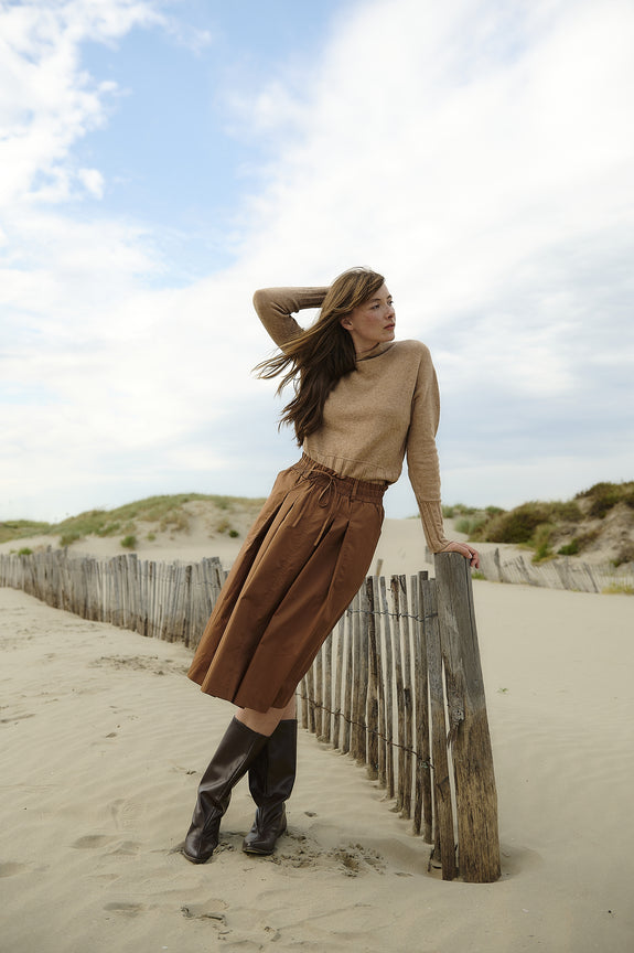 Raffaele poplin skirt | Camel