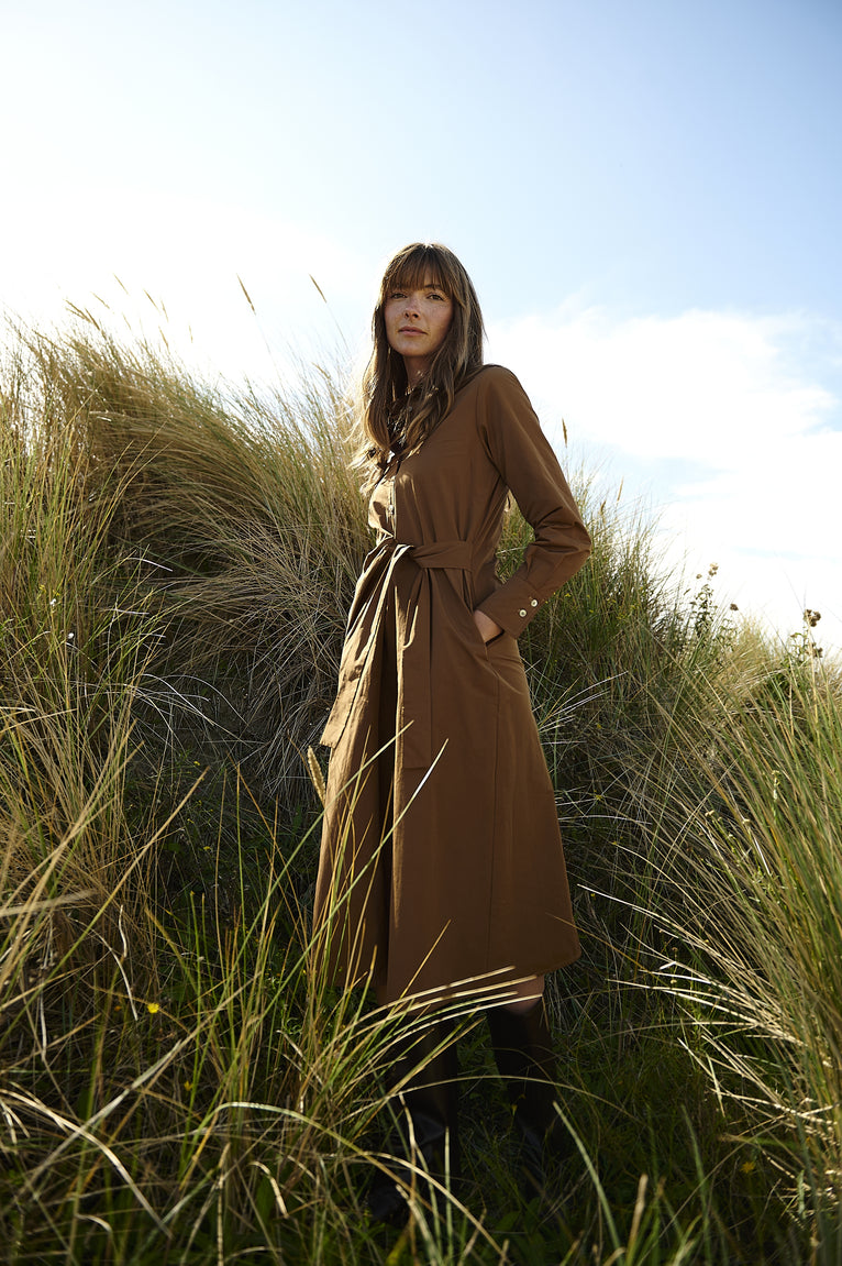 Edyta taffeta dress | Camel