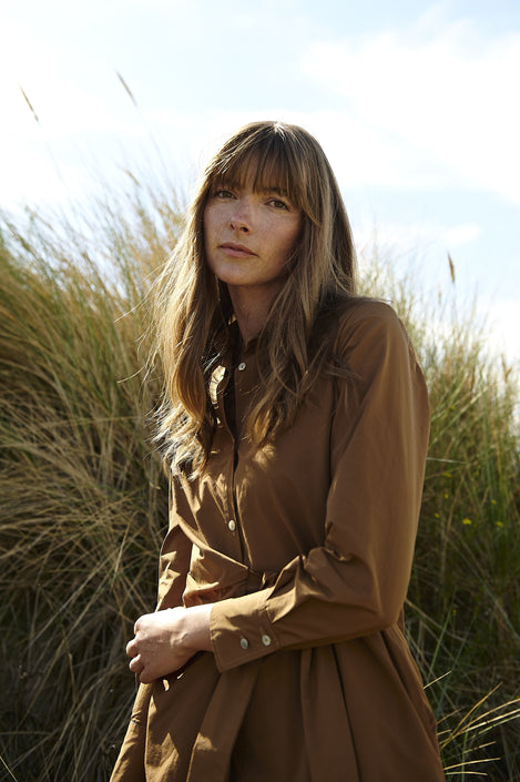 Edyta taffeta dress | Camel