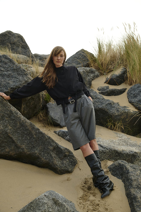 Monna viscose short pants | Dark Grey