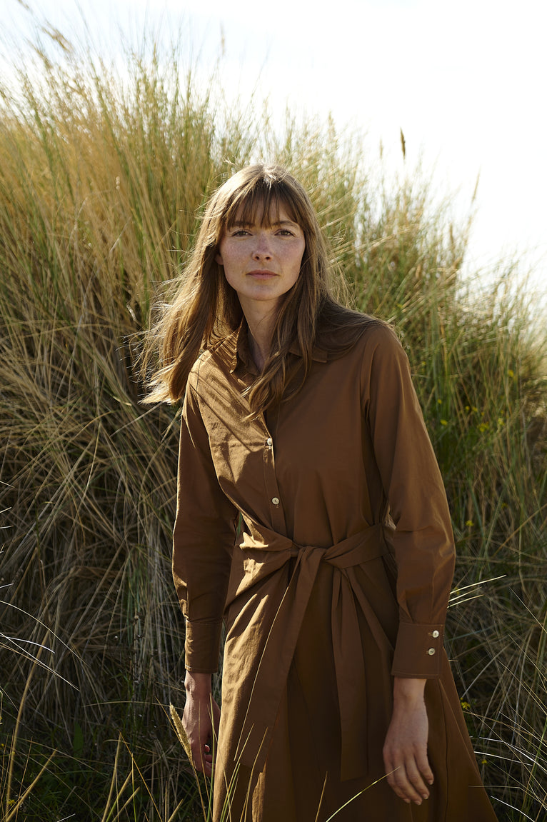 Edyta taffeta dress | Camel