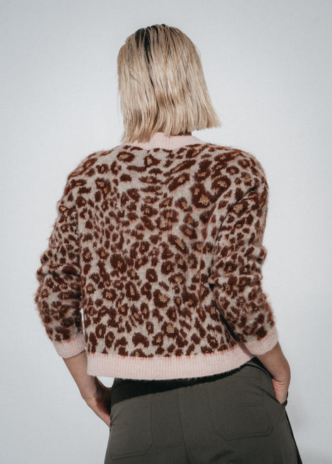 Jacquard animal pullover 22128 | Brown