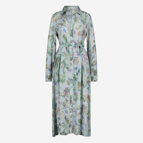 Rio print rayon viscose dress | Multi Blue