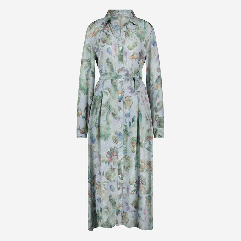 Rio print rayon viscose dress | Multi Blue