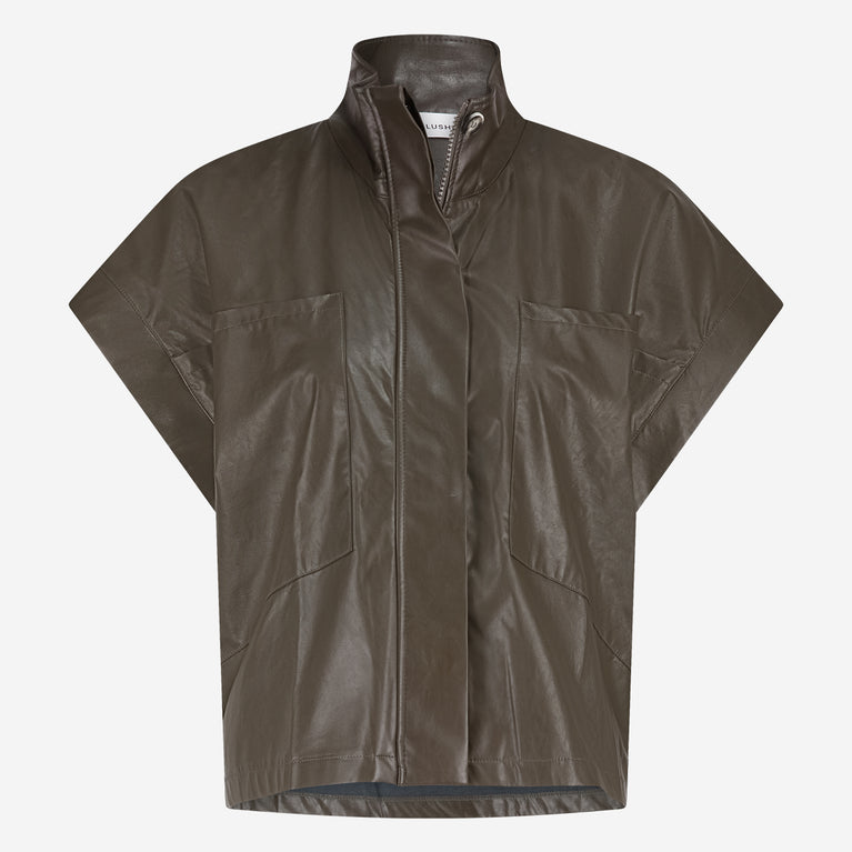 Paola eco leather blouse | Army