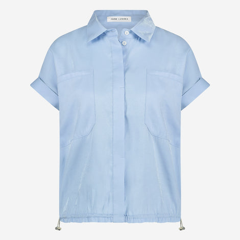 Renate shiny viscose blouse | Light Blue