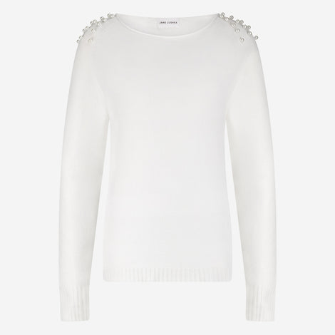 Pullover viscose pearls NB2445P | Off White