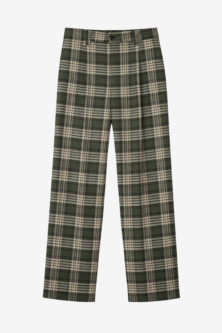 Nicola check viscose pants | Green