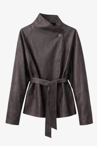 Noir eco leather coat | Dark Brown