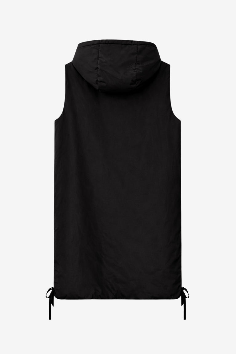 Ronchi long hoodie vest | Nero