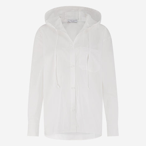 Stasi poplin hooded blouse | White