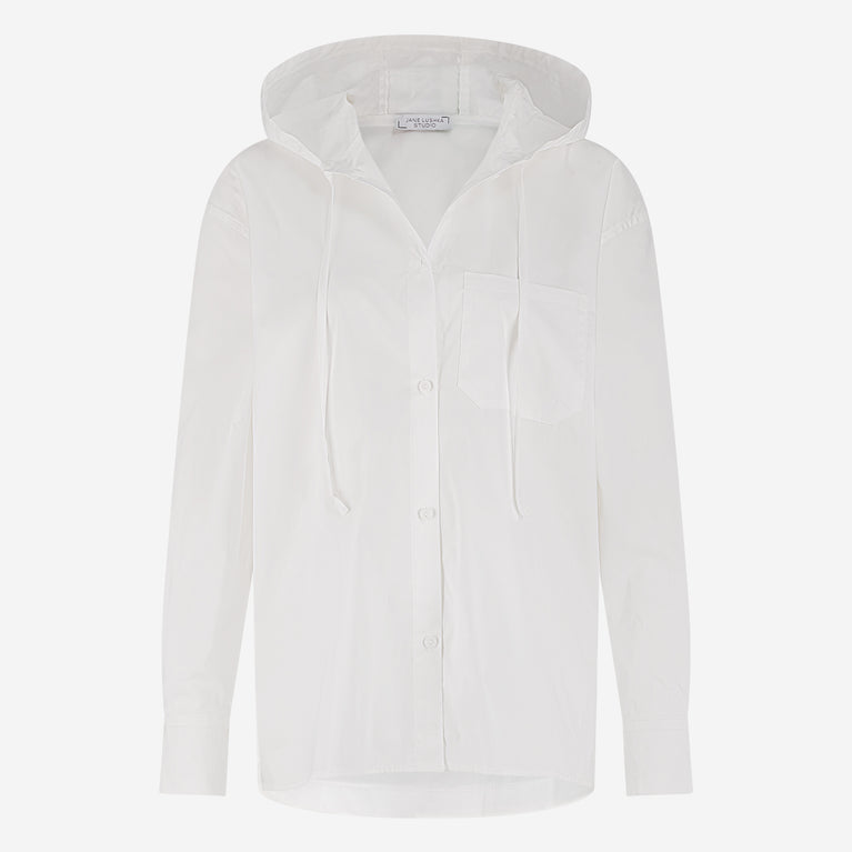 Stasi poplin hooded blouse | White