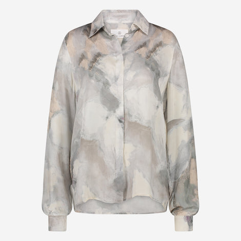 SisiN printed silk viscose blouse | Grey