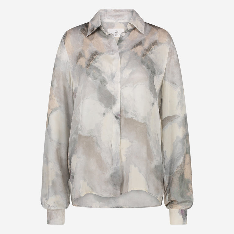 SisiN printed silk viscose blouse | Grey