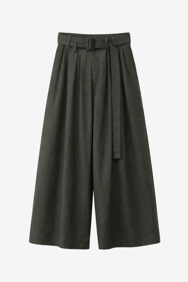 Sof pleated wide-leg cotton pants | Dark Grey