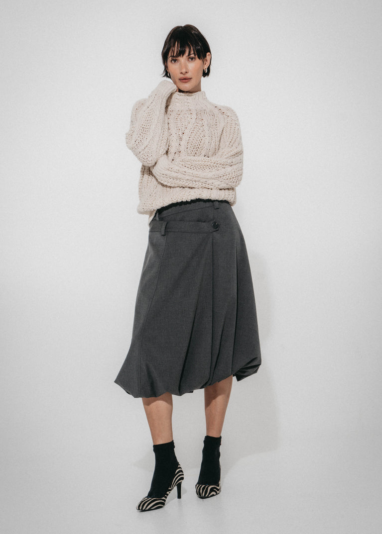 Tess viscose balloon skirt | Grey