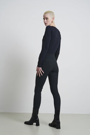 T-shirt con collo a R, facile da indossare, cotone organico | Blu