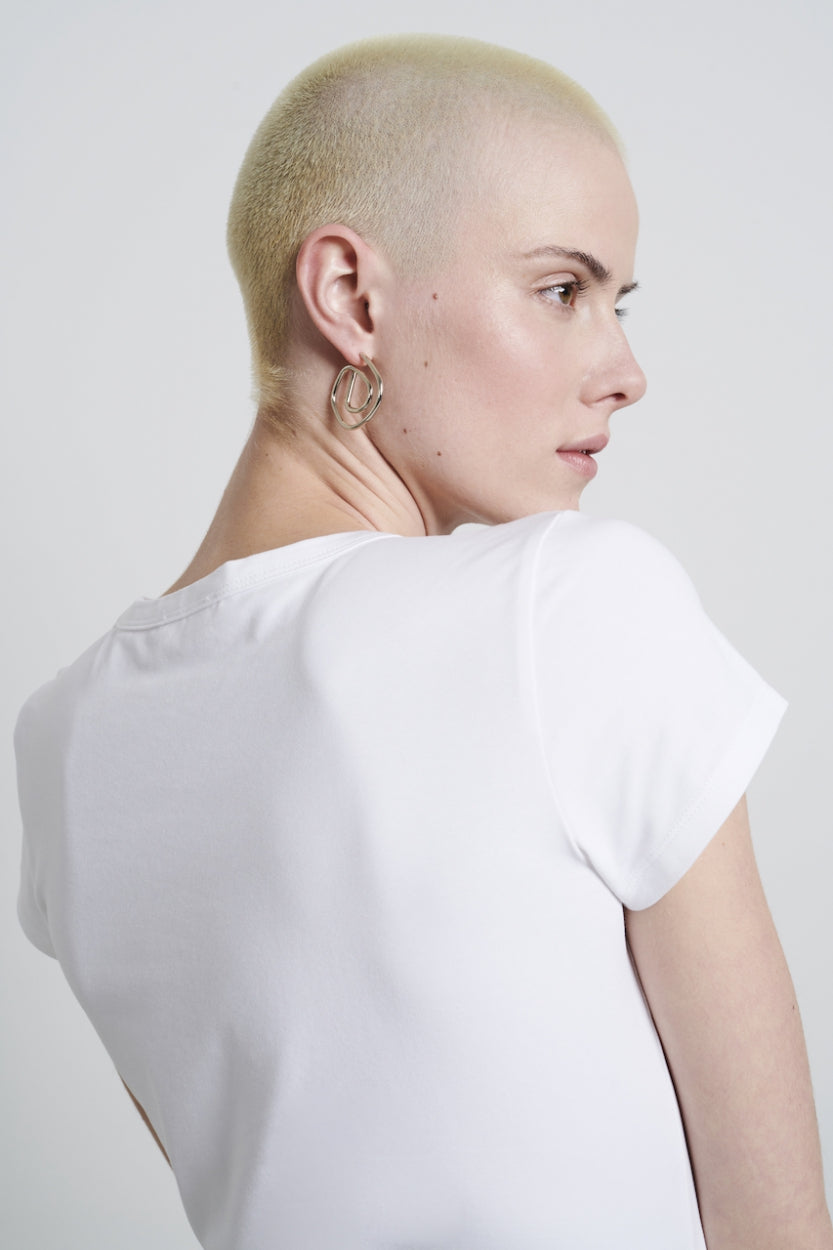 T-shirt con scollo a V, facile da indossare, cotone biologico T-shirt con scollo a V, facile da indossare, cotone biologico | Bianco