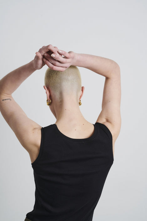 Top strappato facile da indossare Cotone organico | Nero