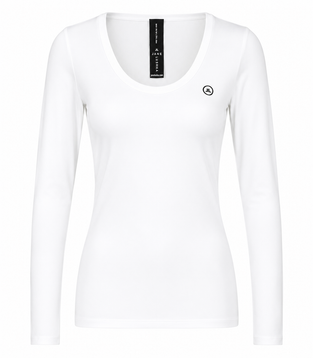 T-shirt con collo a R, facile da indossare, cotone organico | Bianco
